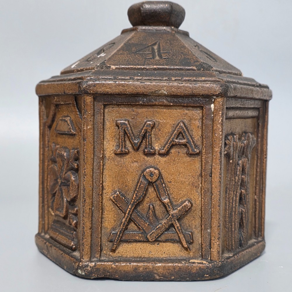 Incredibly Rare Unusual Masonic Carved Stone Box and Cover Dated 1845