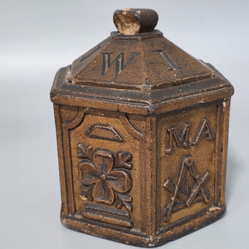 Incredibly Rare Unusual Masonic Carved Stone Box and Cover Dated 1845 View VII
