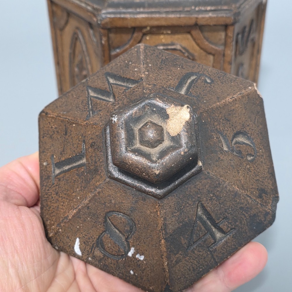 Incredibly Rare Unusual Masonic Carved Stone Box and Cover Dated 1845 View IX