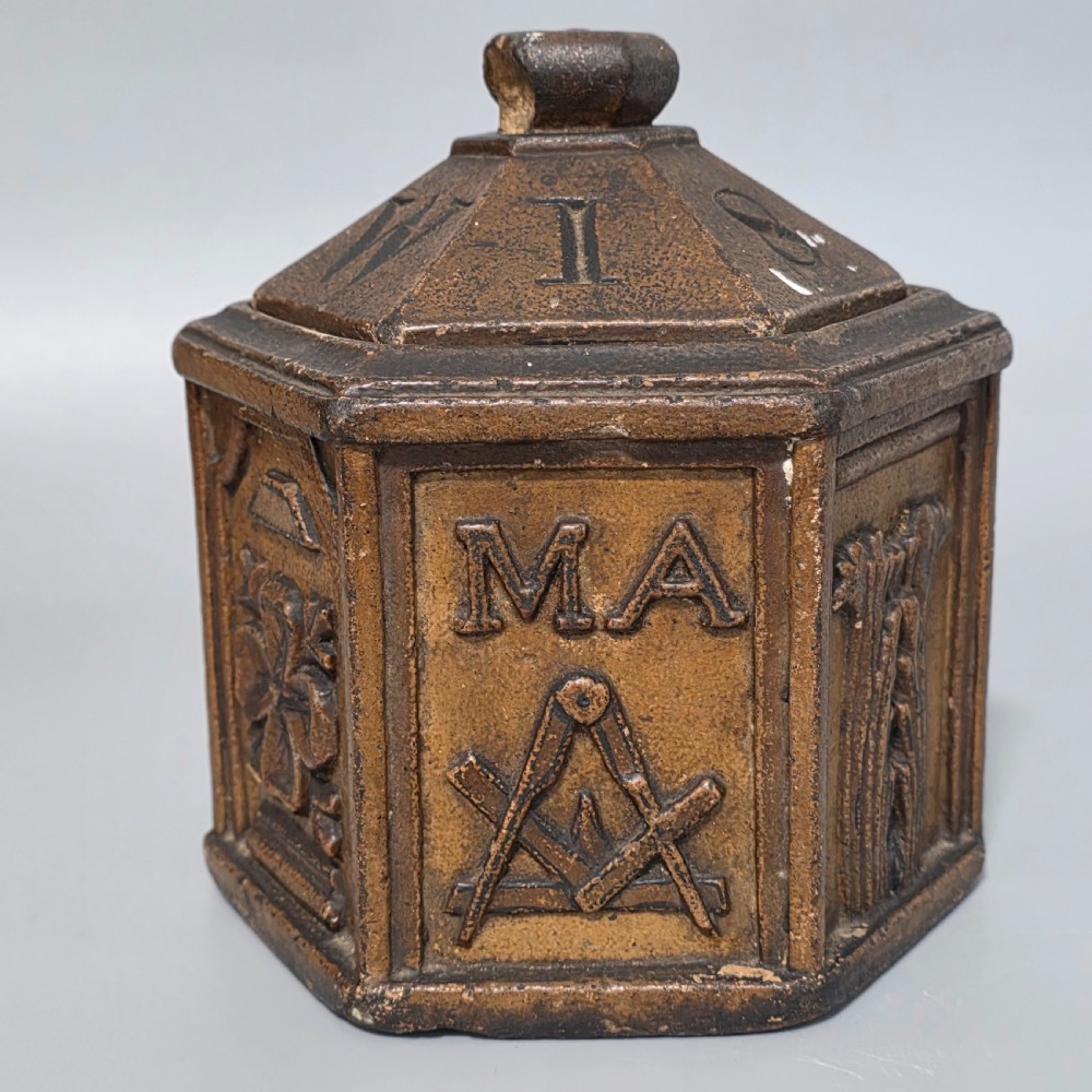 Incredibly Rare Unusual Masonic Carved Stone Box and Cover Dated 1845 View X