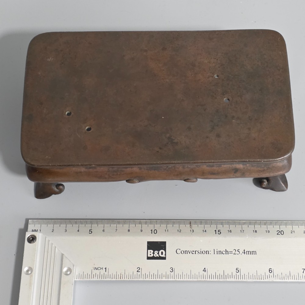 Fine Quality Early 19th Century Chinese Footed Bronze Base 21cm x 12cm  x 6.5cm View XI