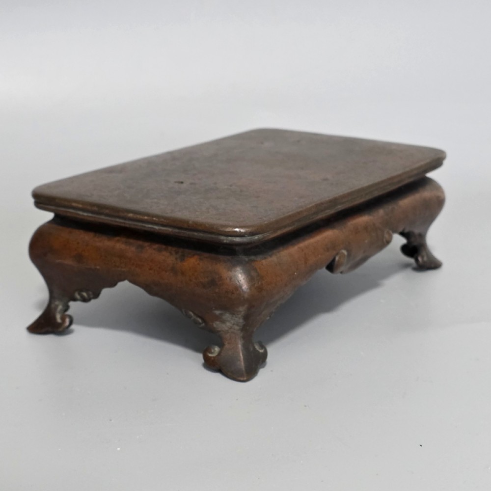 Fine Quality Early 19th Century Chinese Footed Bronze Base 21cm x 12cm  x 6.5cm View XIII