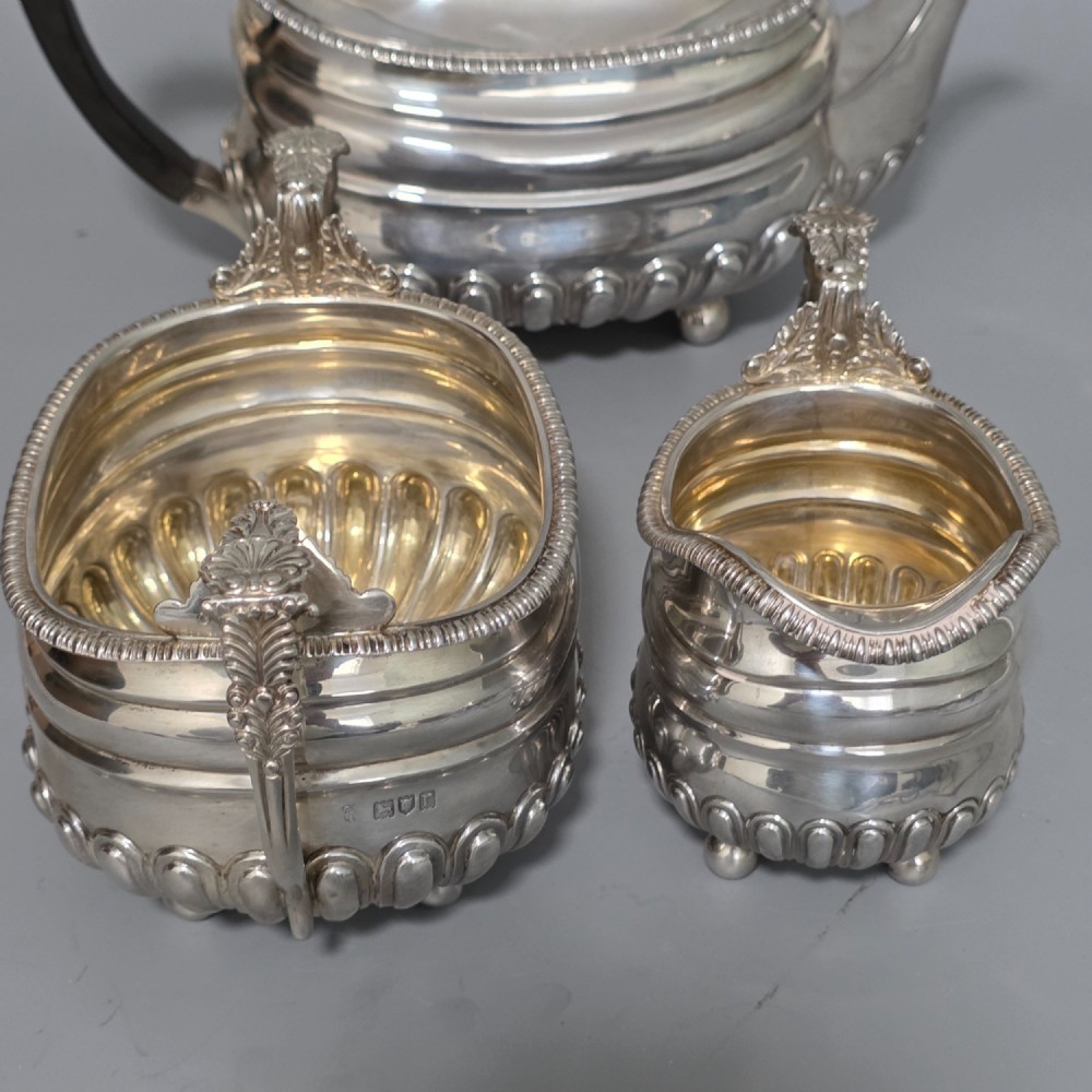 Antique Solid Silver Three-Piece Tea Set – London 1918 – Charles Stuart Harris – 1325g View III
