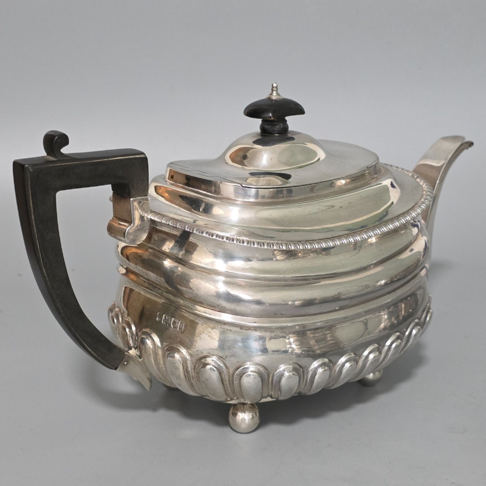 Antique Solid Silver Three-Piece Tea Set – London 1918 – Charles Stuart Harris – 1325g View V