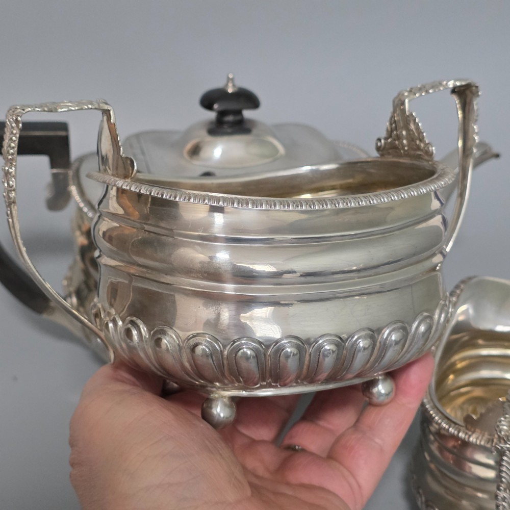 Antique Solid Silver Three-Piece Tea Set – London 1918 – Charles Stuart Harris – 1325g View VIII