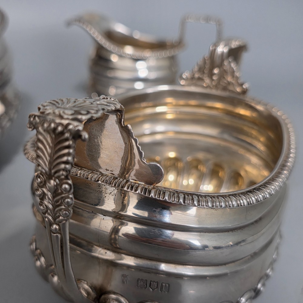 Antique Solid Silver Three-Piece Tea Set – London 1918 – Charles Stuart Harris – 1325g View XI