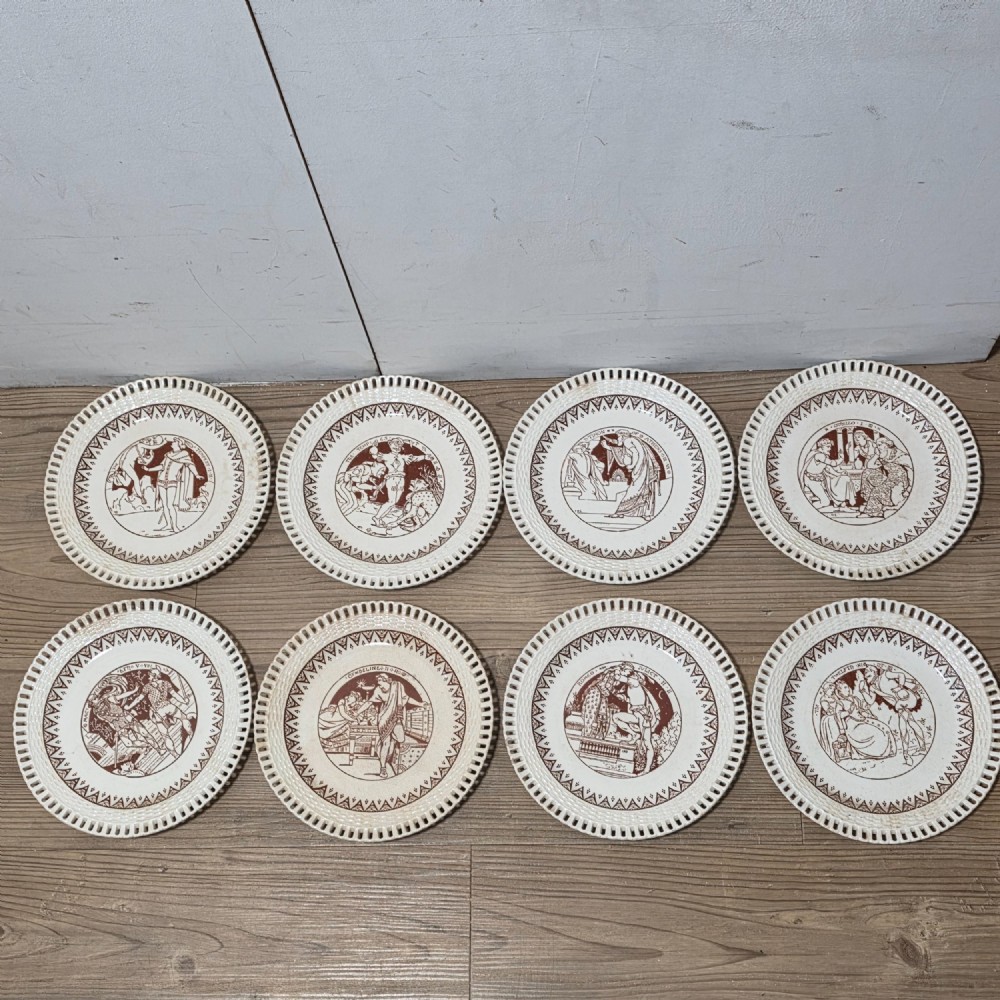 Rare Set of 8 Minton Shakespeare Plates c.1874 – John Moyr Smith – Aesthetic Movement