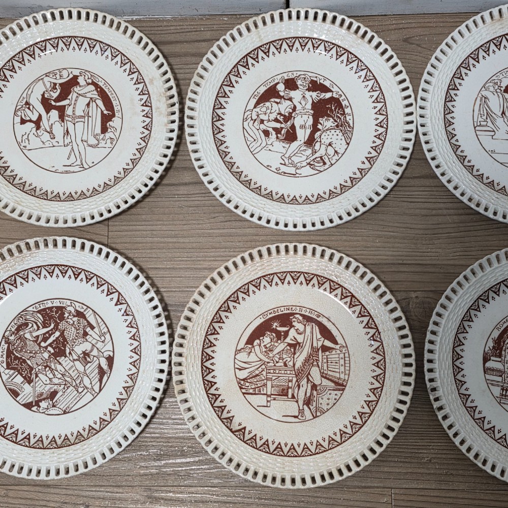Rare Set of 8 Minton Shakespeare Plates c.1874 – John Moyr Smith – Aesthetic Movement View III