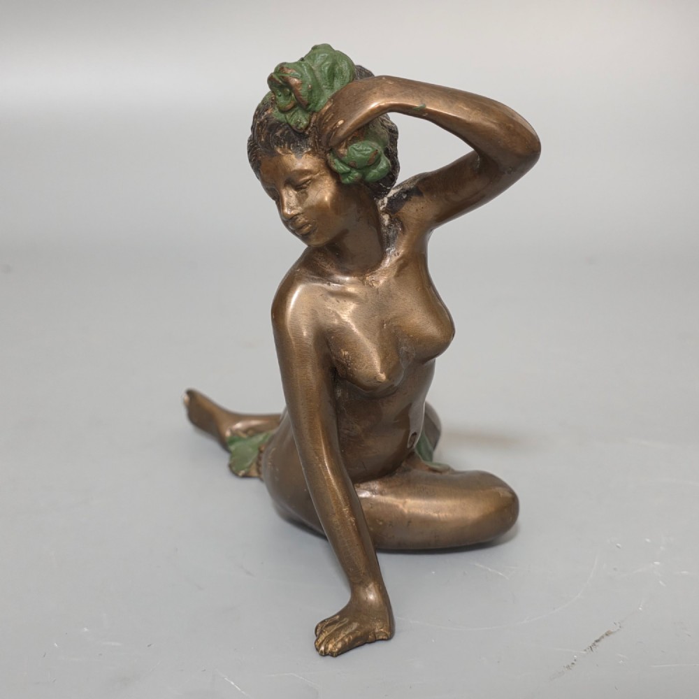 Bronze Sculpture of a seated nude lady in the style of Jean Gautherin c1880 View III