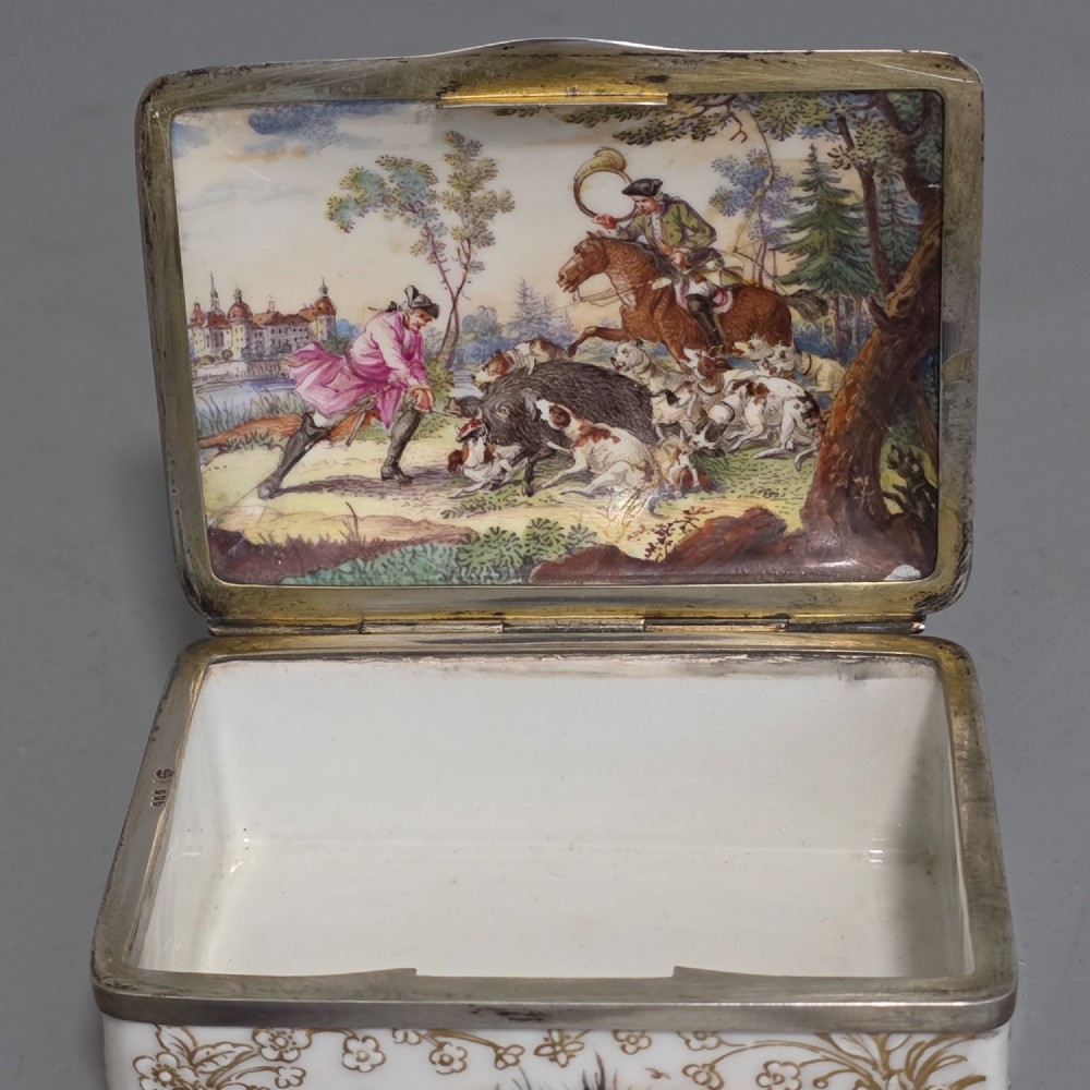 Large KPM 19thc Silver Mounted Painted Table Snuffbox c1880 View II
