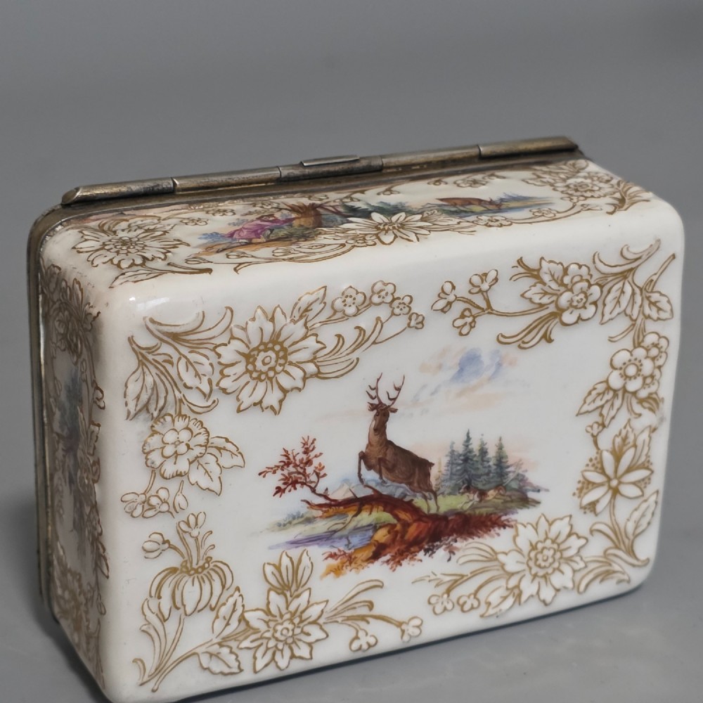 Large KPM 19thc Silver Mounted Painted Table Snuffbox c1880 View V