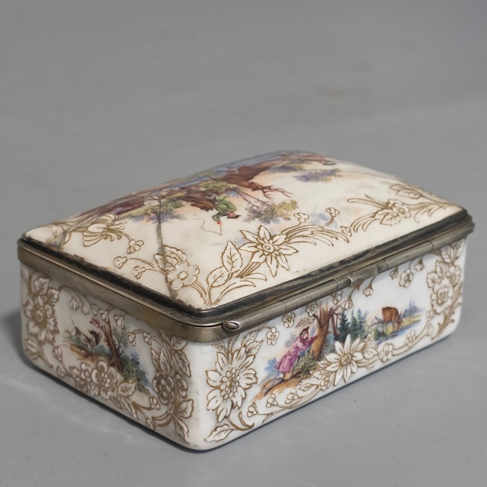 Large KPM 19thc Silver Mounted Painted Table Snuffbox c1880 View IX