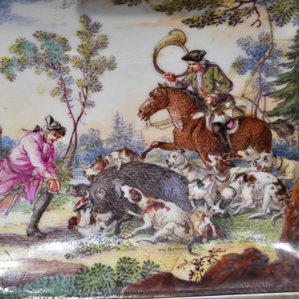 Large KPM 19thc Silver Mounted Painted Table Snuffbox c1880 View X
