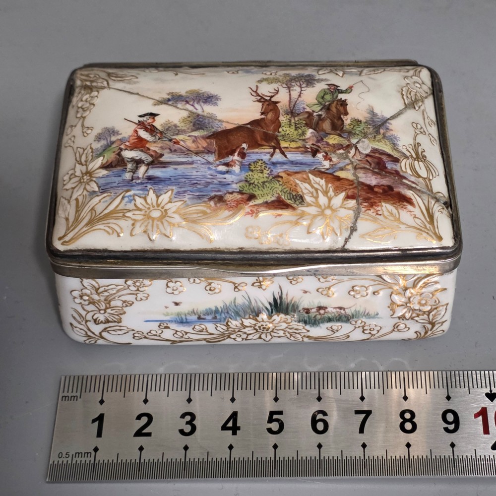 Large KPM 19thc Silver Mounted Painted Table Snuffbox c1880 View XI