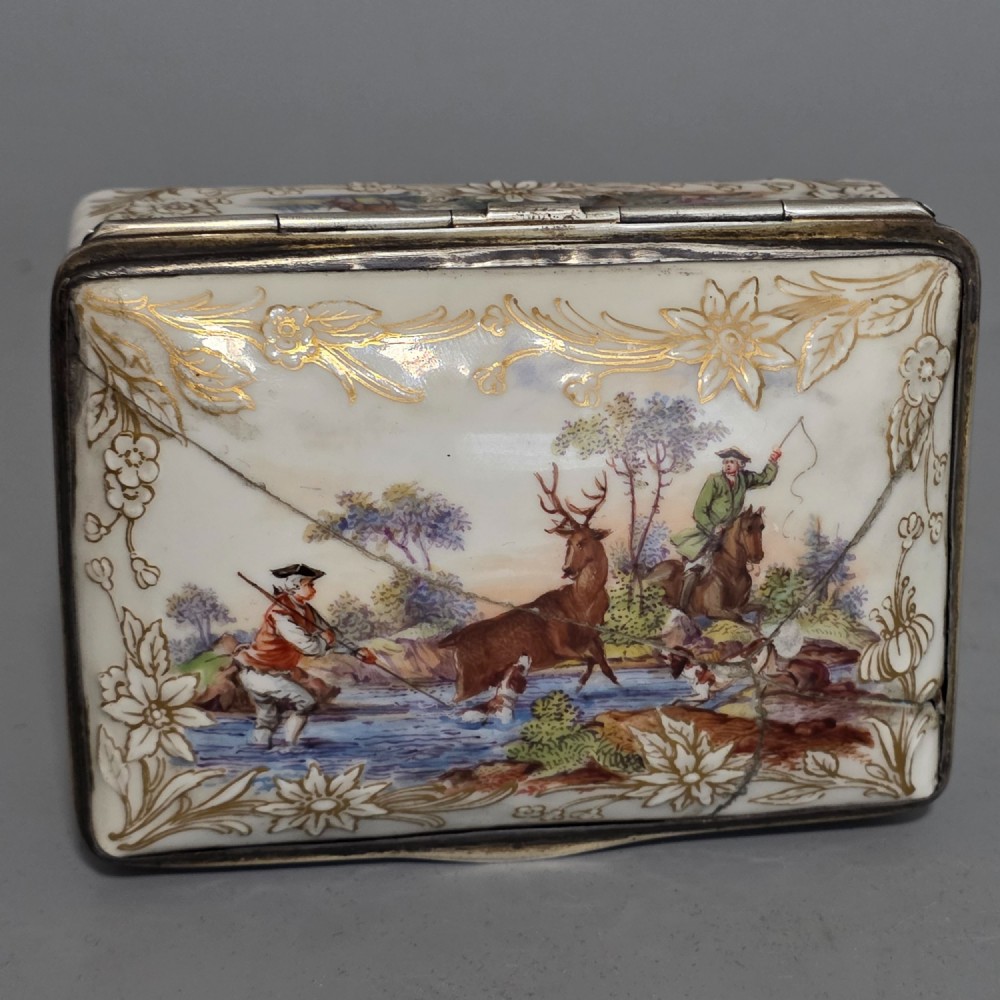 Large KPM 19thc Silver Mounted Painted Table Snuffbox c1880 View XII