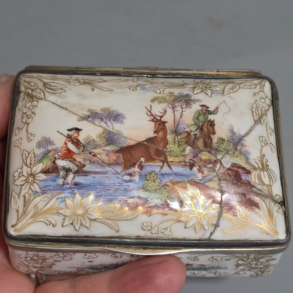 Large KPM 19thc Silver Mounted Painted Table Snuffbox c1880 View XV