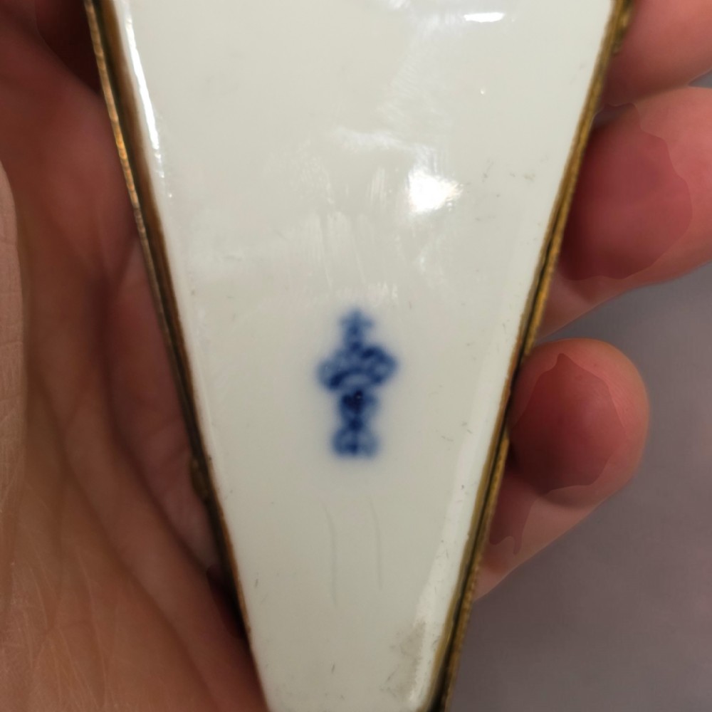 Rare 19th Century French Porcelain Snuff Box – Harp Form – Hand Painted View XII