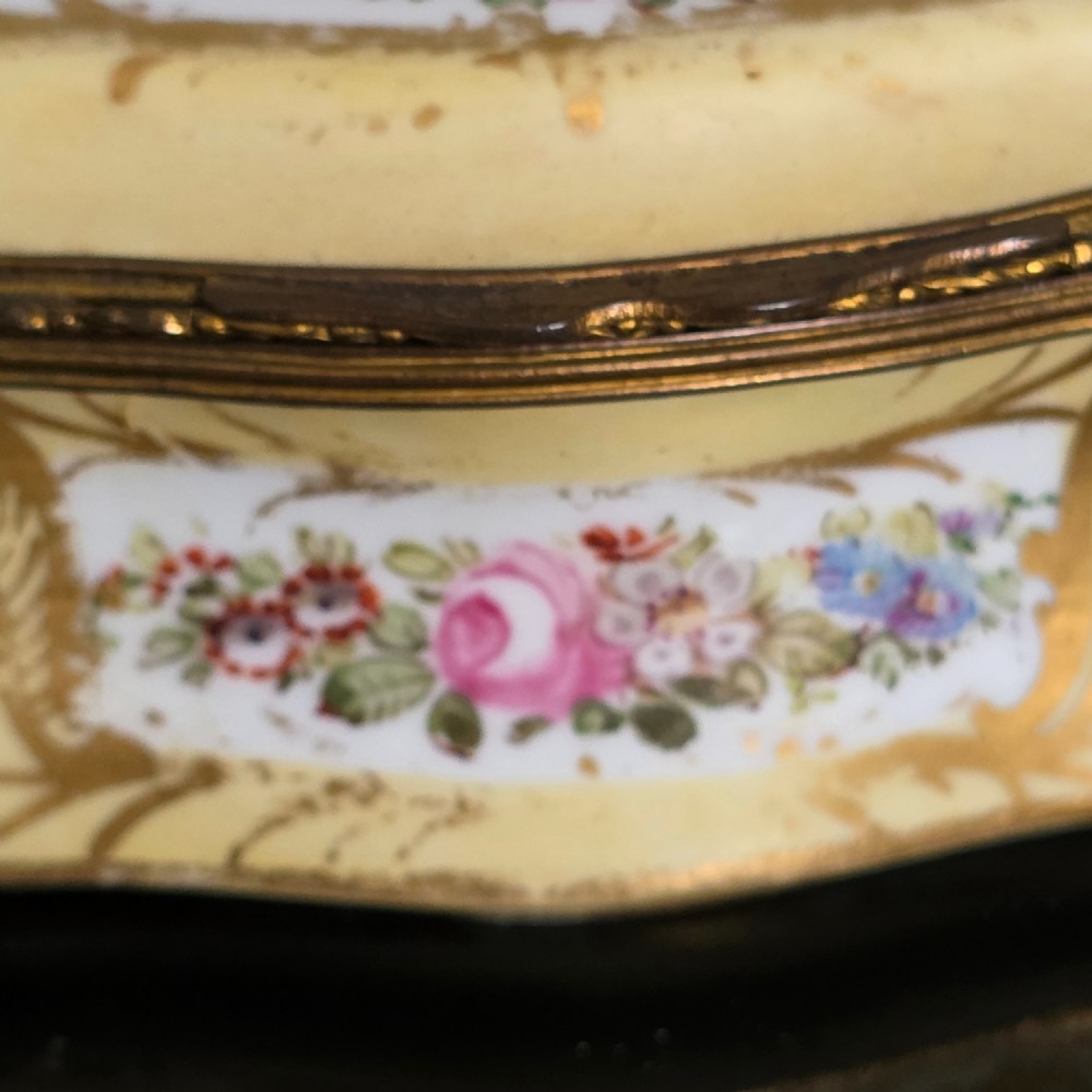 Sevres Style Yellow Ground Porcelain Box – Love Birds & Floral Decoration – c.1890 View VIII