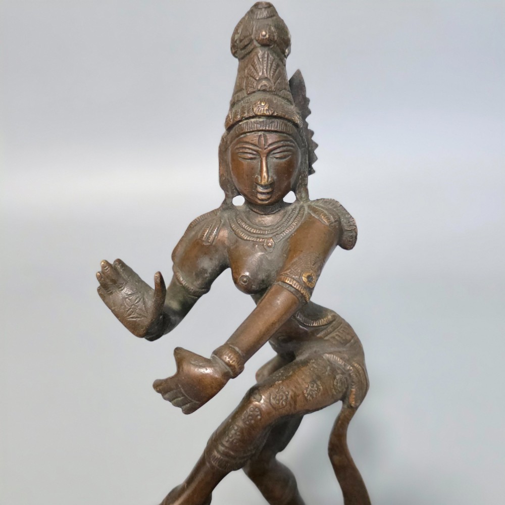 Antique Bronze Indian Deity Dancing, Possibly Krishna 25cm View III