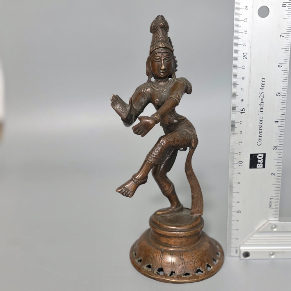 Antique Bronze Indian Deity Dancing, Possibly Krishna 25cm View X
