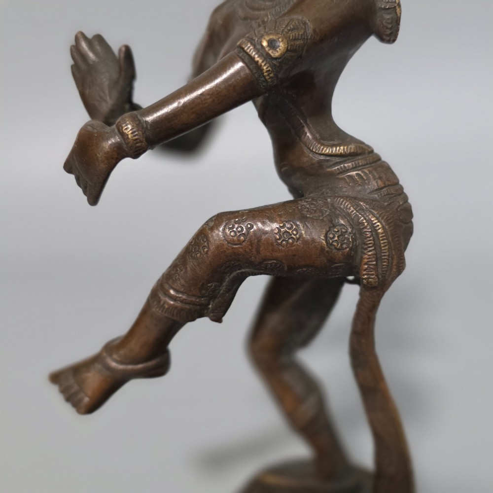 Antique Bronze Indian Deity Dancing, Possibly Krishna 25cm View XI