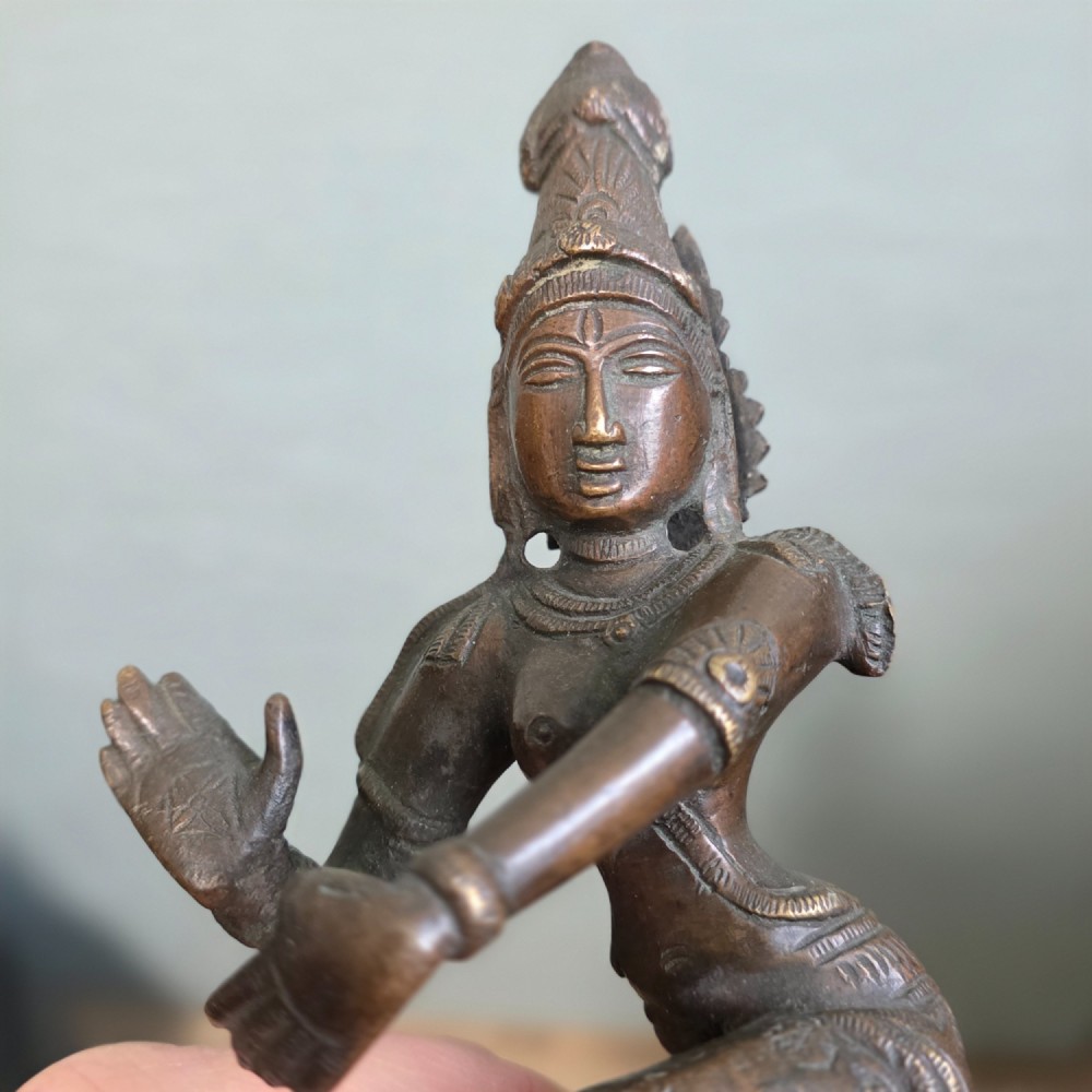 Antique Bronze Indian Deity Dancing, Possibly Krishna 25cm View XIII