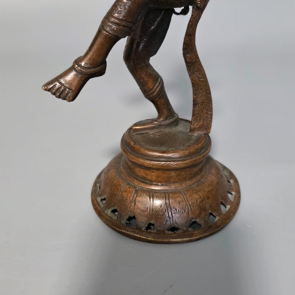 Antique Bronze Indian Deity Dancing, Possibly Krishna 25cm View XV