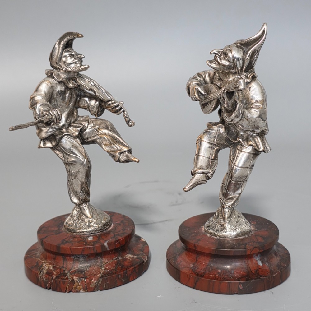Antique Pair of Silvered Bronze Dancing Musicians – Signed “Callot”, after Émile Coriolan Hippolyte Guillemin