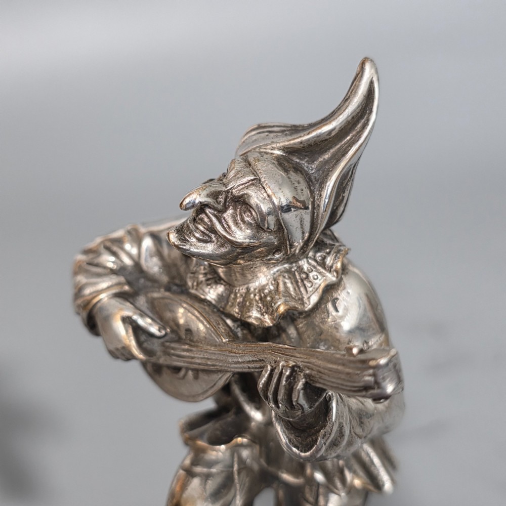 Antique Pair of Silvered Bronze Dancing Musicians – Signed “Callot”, after Émile Coriolan Hippolyte Guillemin View V