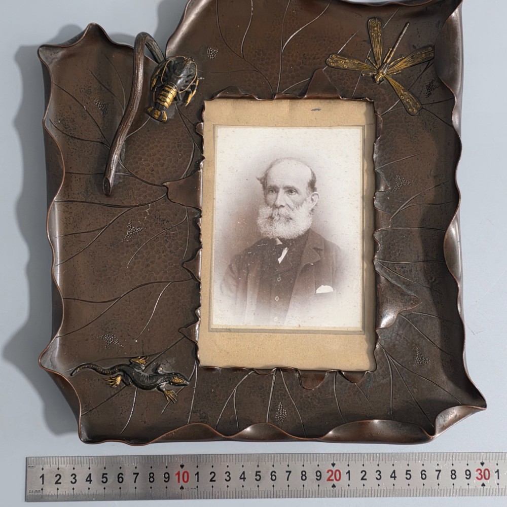Exceptional Arts & Crafts Bronzed & Copper Frame, Dragonfly, Lobster & Lizard 32cm c1910 View IX