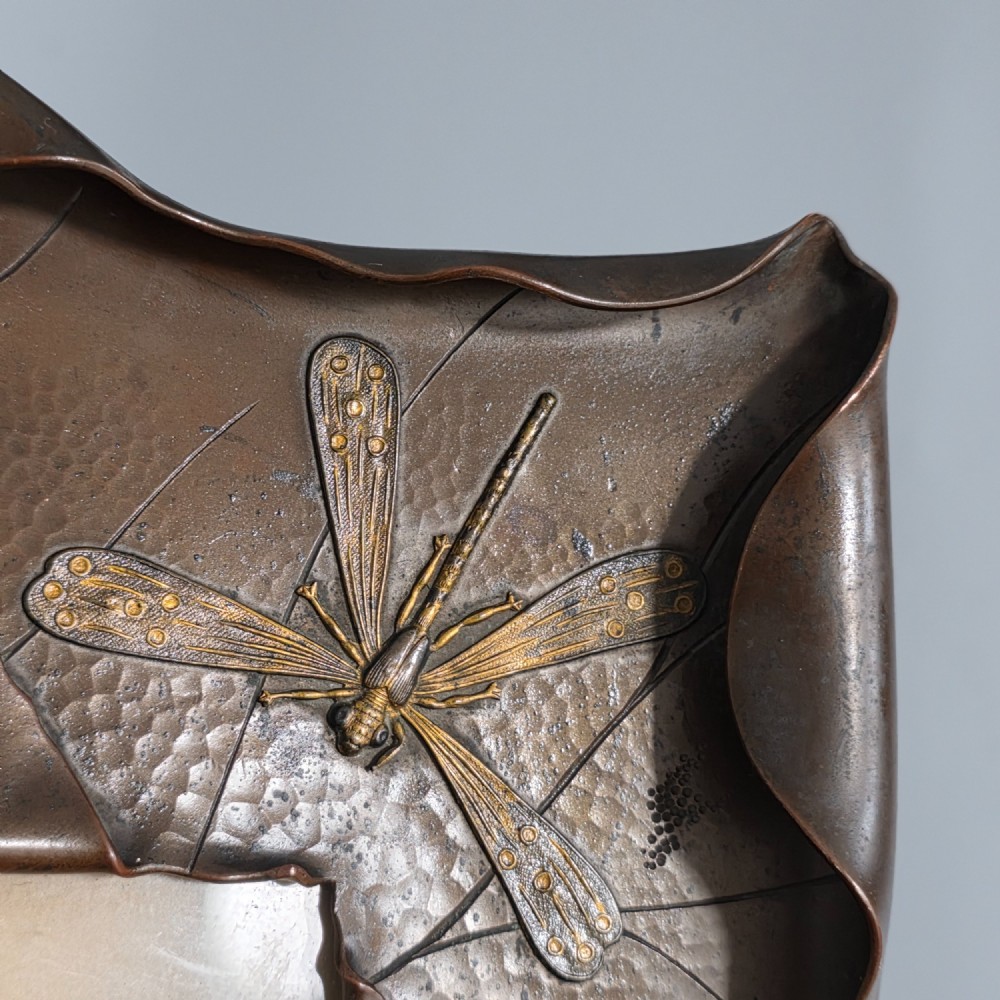 Exceptional Arts & Crafts Bronzed & Copper Frame, Dragonfly, Lobster & Lizard 32cm c1910 View X