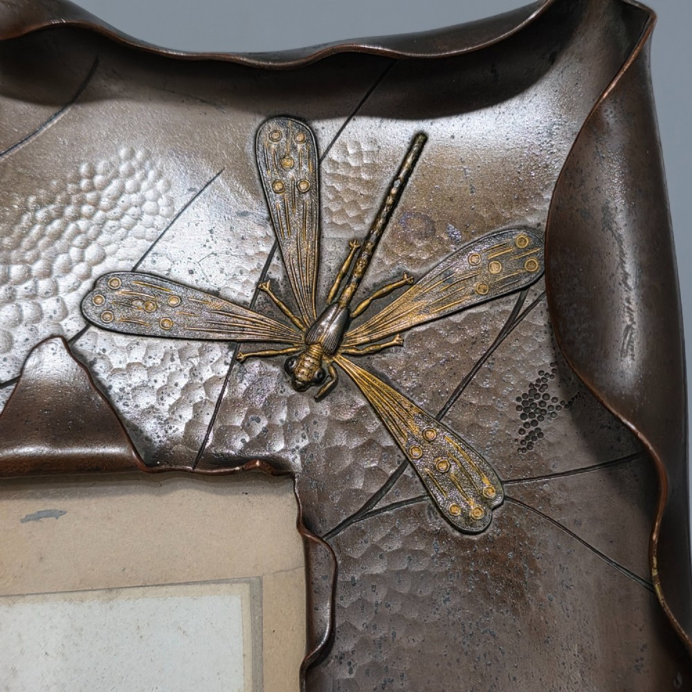 Exceptional Arts & Crafts Bronzed & Copper Frame, Dragonfly, Lobster & Lizard 32cm c1910 View XIV