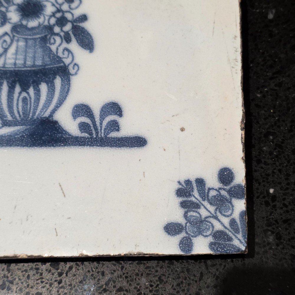 Delightful 18thc Bristol Pottery Tile 'Flowers in a vase' c1730 - 1760 View II