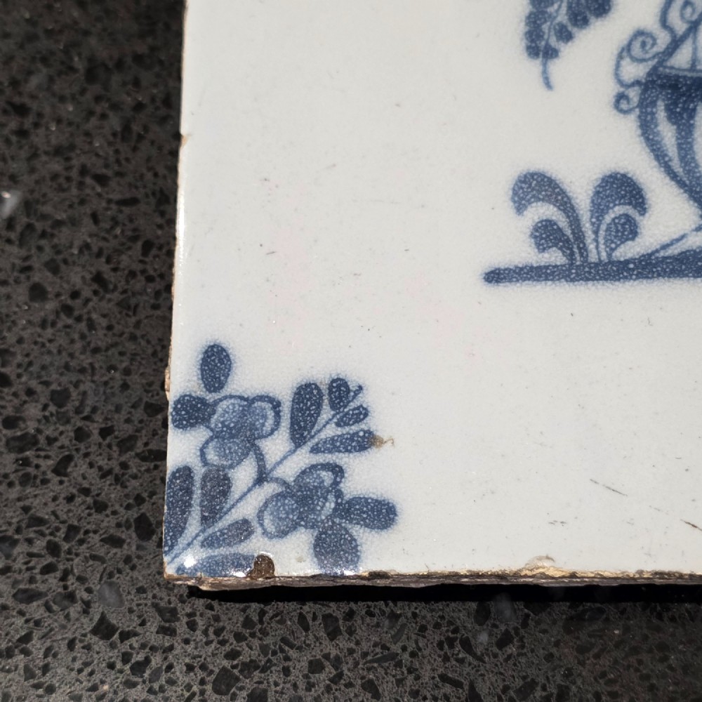 Delightful 18thc Bristol Pottery Tile 'Flowers in a vase' c1730 - 1760 View V