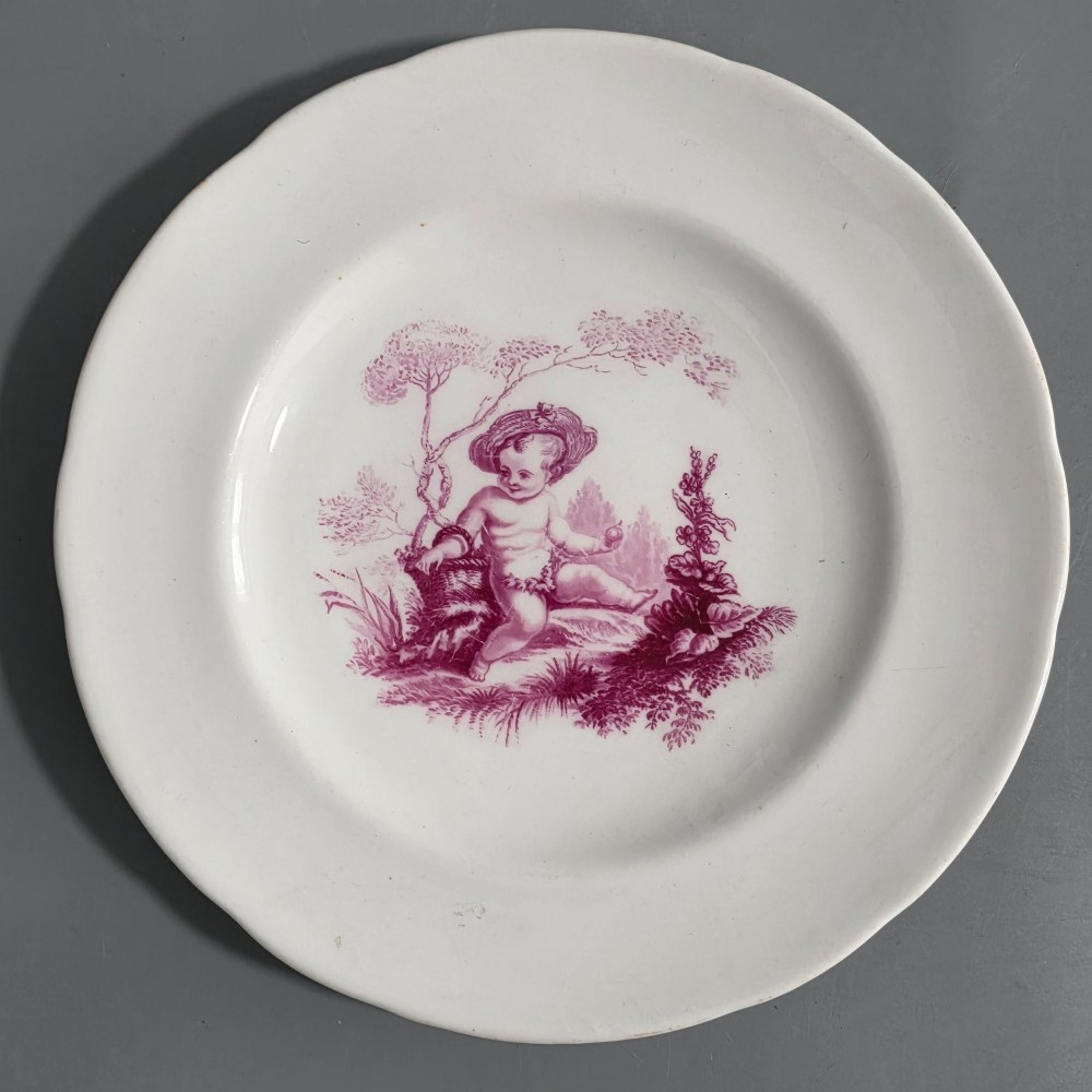 Exquisite Mid 19thc Minton Puce Cherub Plate