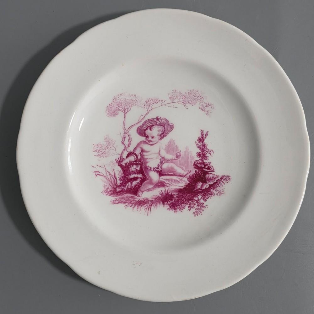 Exquisite Mid 19thc Minton Puce Cherub Plate View II