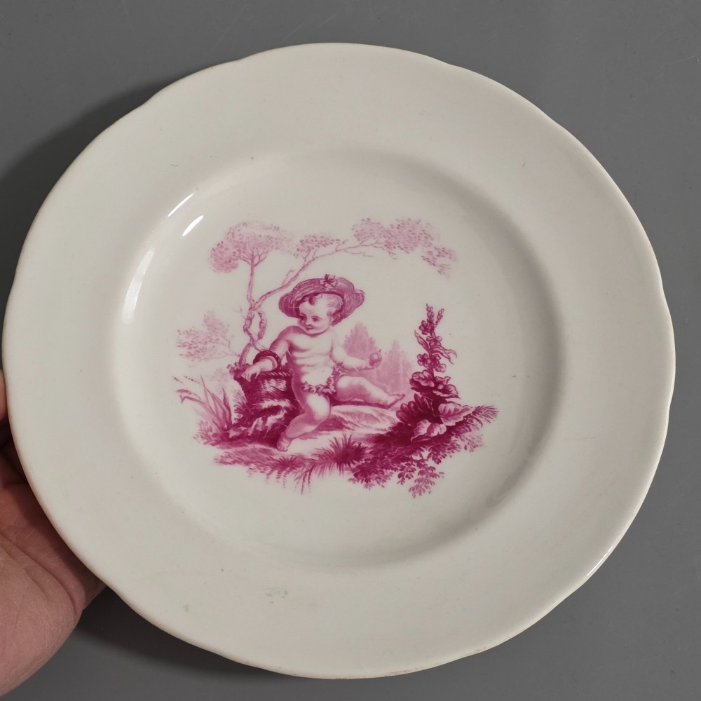 Exquisite Mid 19thc Minton Puce Cherub Plate View VII