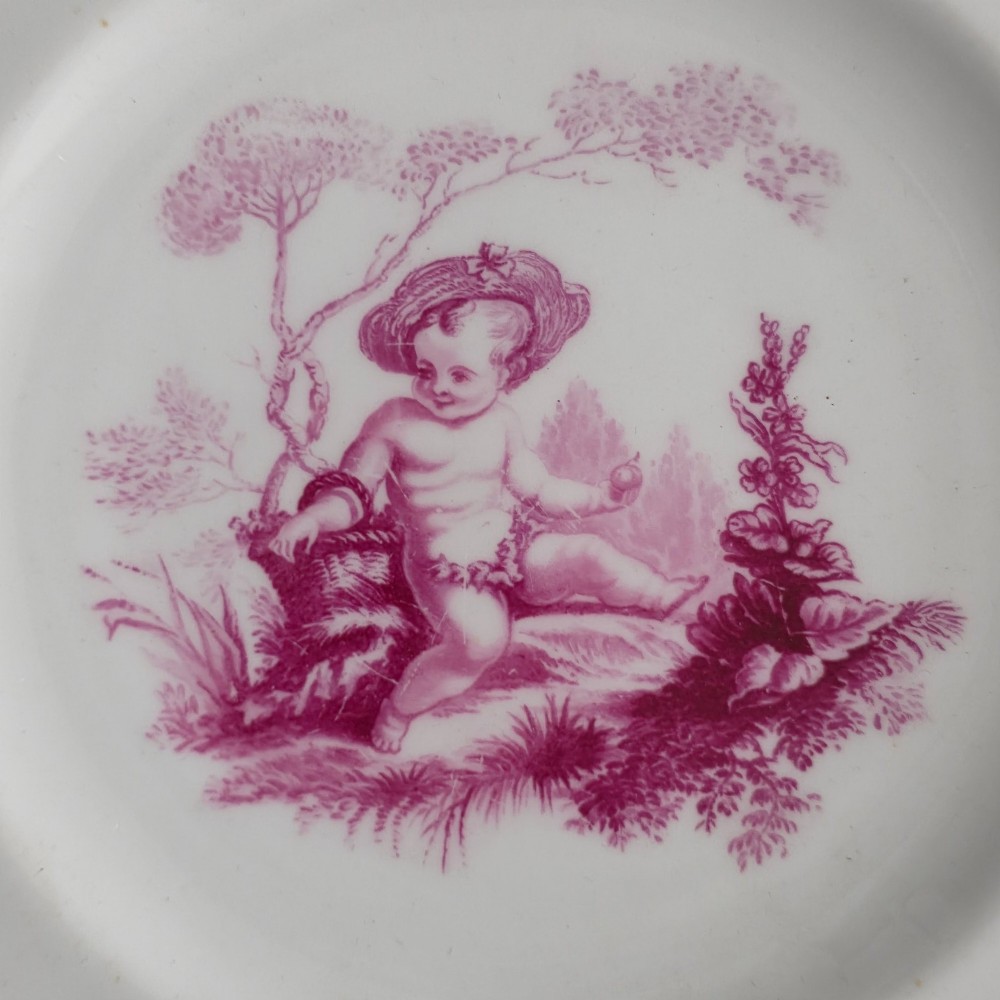 Exquisite Mid 19thc Minton Puce Cherub Plate View III