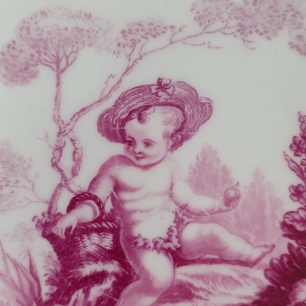 Exquisite Mid 19thc Minton Puce Cherub Plate View IV