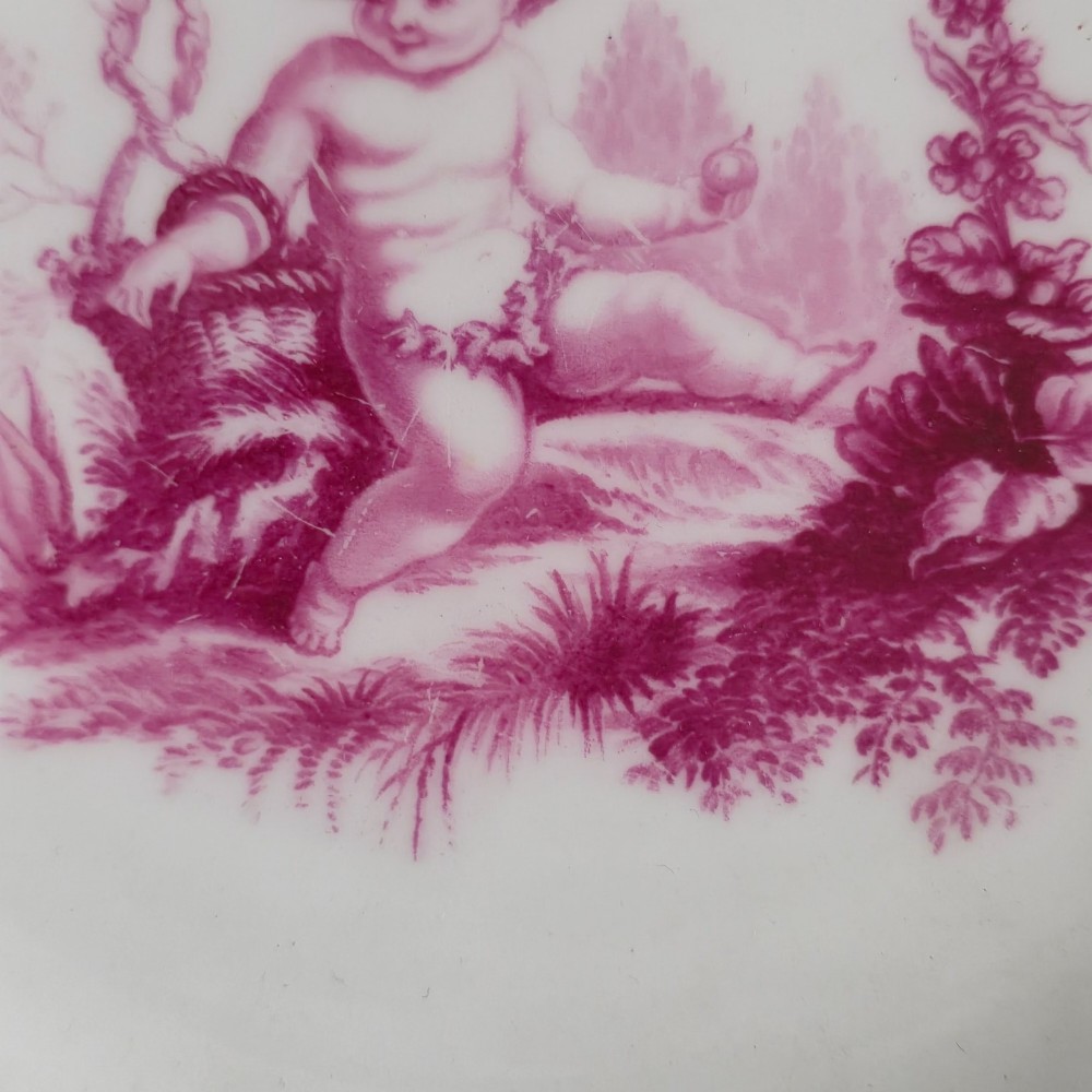 Exquisite Mid 19thc Minton Puce Cherub Plate View V