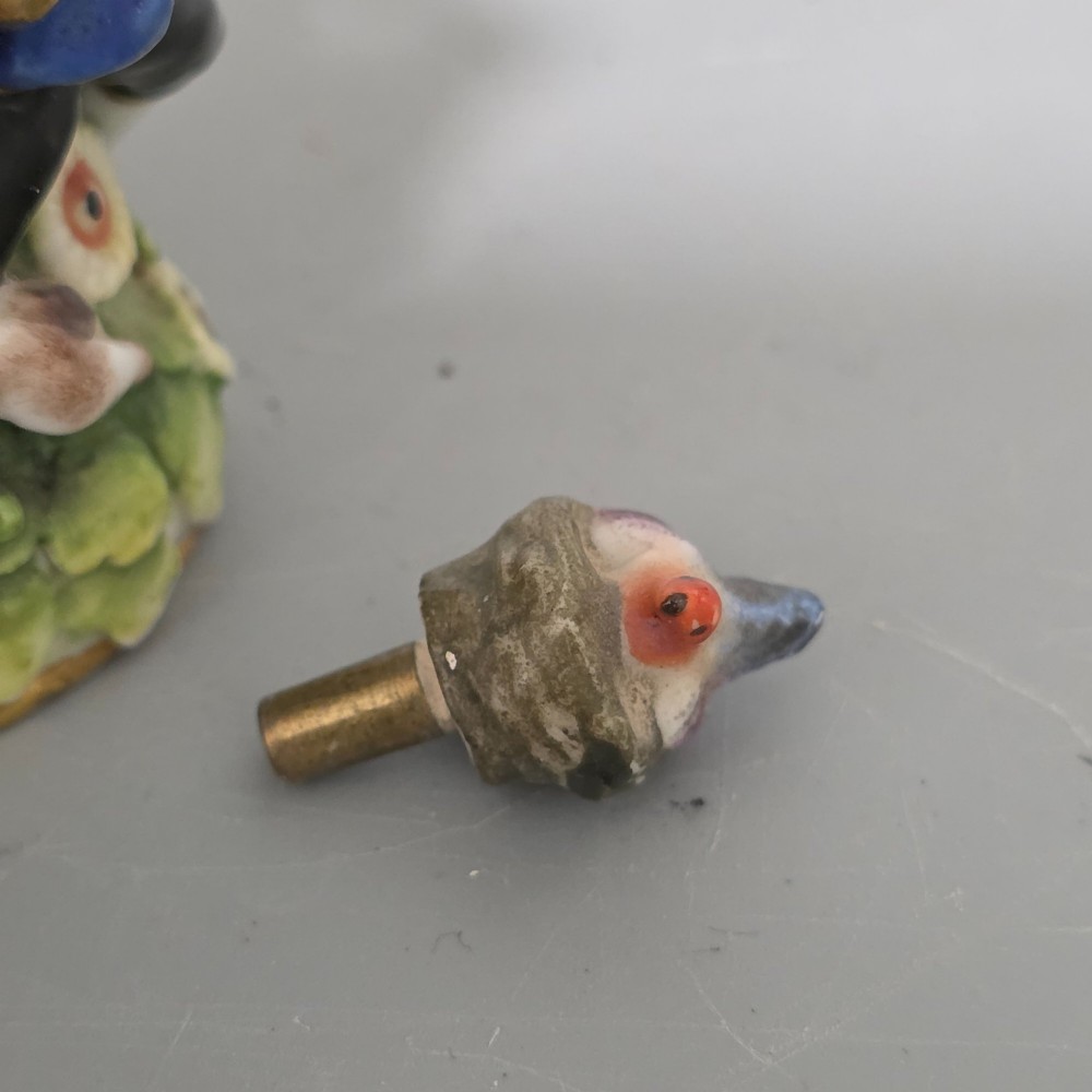 Antique German Porcelain Figural Scent Bottle & Stopper c.1850 – Chelsea Gold Anchor Style View XIII