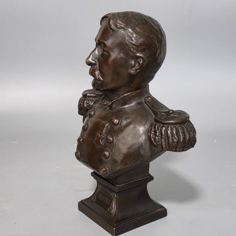 Fine Bronze Bust of Union Army Officer William Rufus Shafter 21cm signed Henri Godet c1910