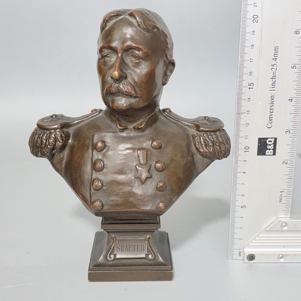 Fine Bronze Bust of Union Army Officer William Rufus Shafter 21cm signed Henri Godet c1910 View II