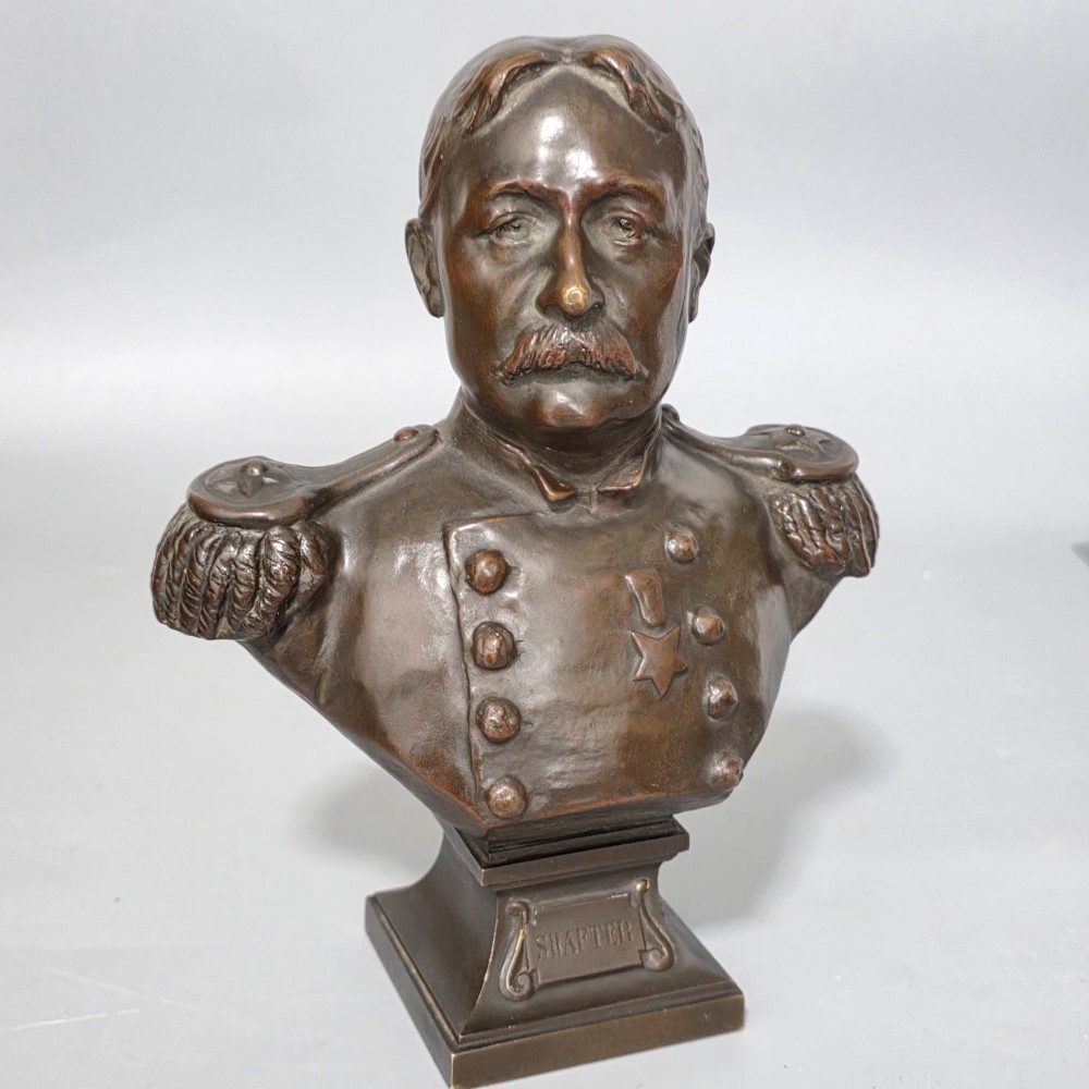 Fine Bronze Bust of Union Army Officer William Rufus Shafter 21cm signed Henri Godet c1910 View XV