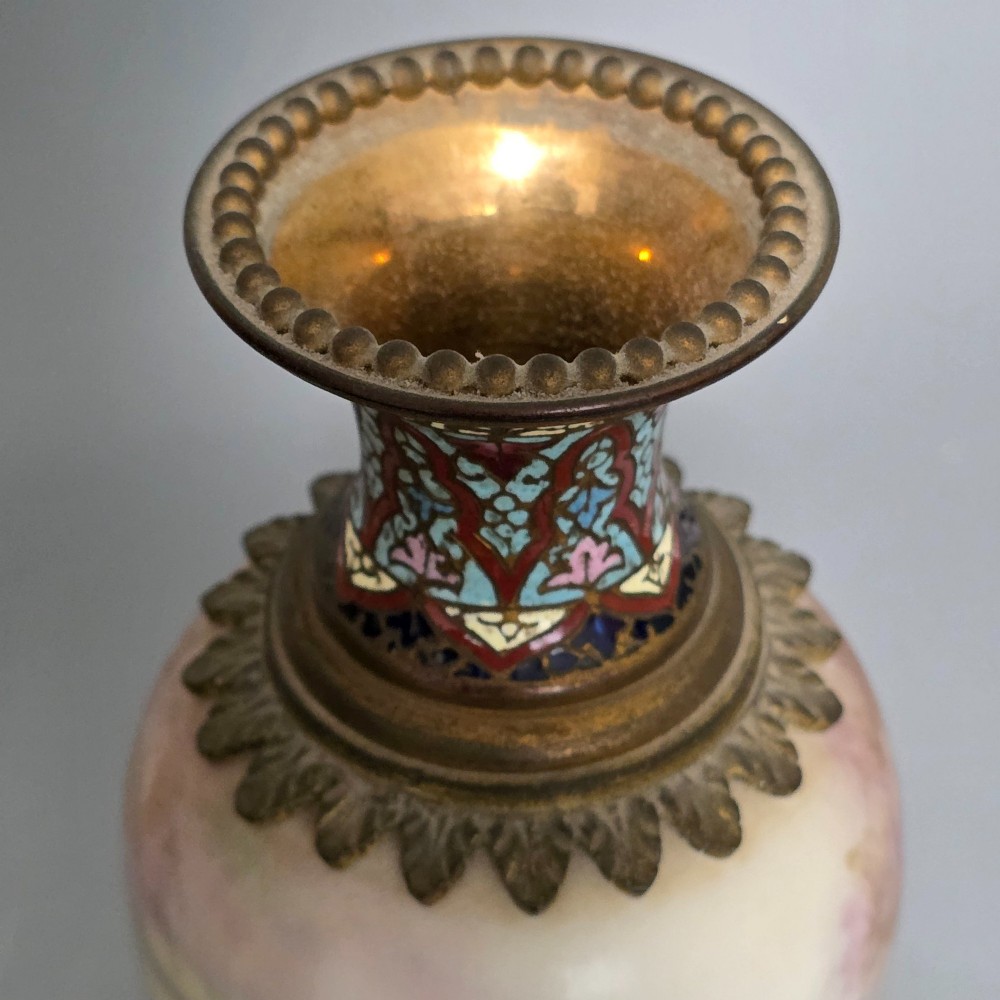 Antique French Painted Sevres Style Signed Porcelain Ormolu Vase Signed 'Max' 31cm View VII