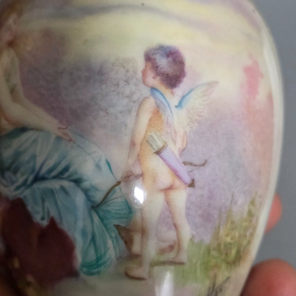 Antique French Painted Sevres Style Signed Porcelain Ormolu Vase Signed 'Max' 31cm View IX