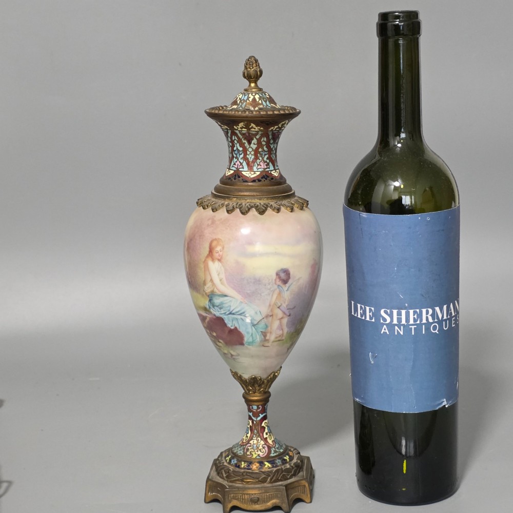 Antique French Painted Sevres Style Signed Porcelain Ormolu Vase Signed 'Max' 31cm View XII