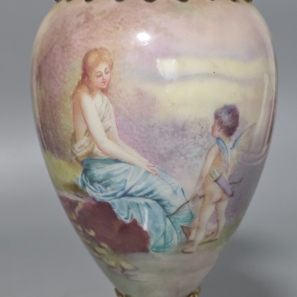 Antique French Painted Sevres Style Signed Porcelain Ormolu Vase Signed 'Max' 31cm View XIV