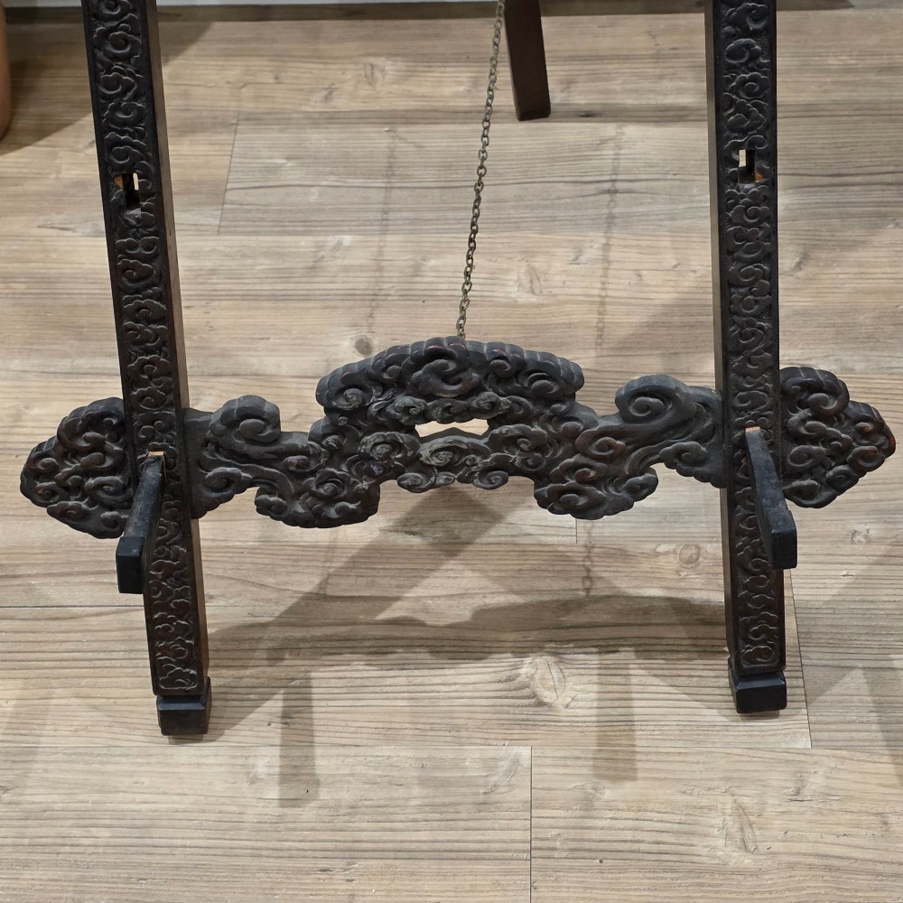 Exceptional Antique Chinese Carved Wooden Easel Frame – Dragon & Phoenix Decor 145cm View III