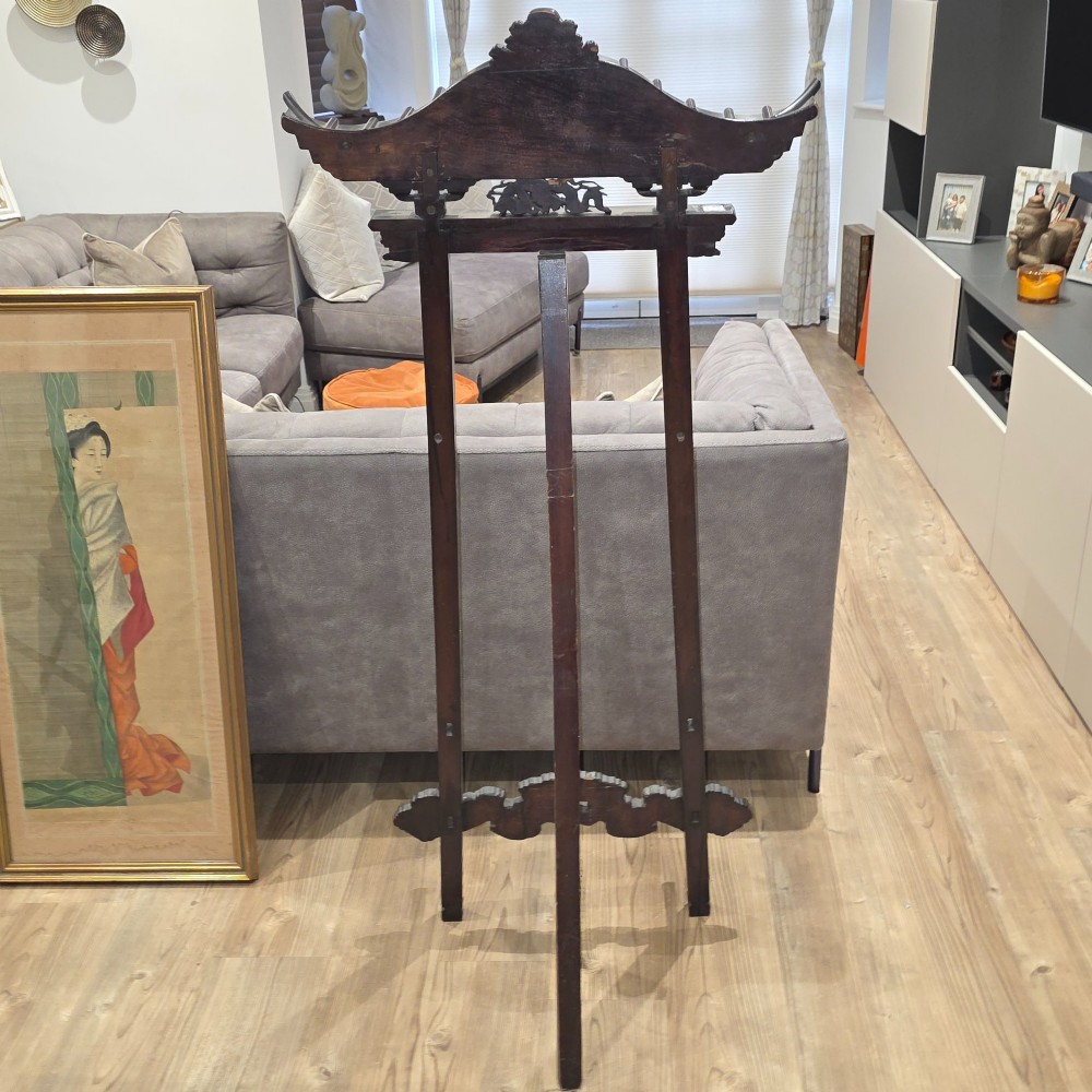Exceptional Antique Chinese Carved Wooden Easel Frame – Dragon & Phoenix Decor 145cm View XIII